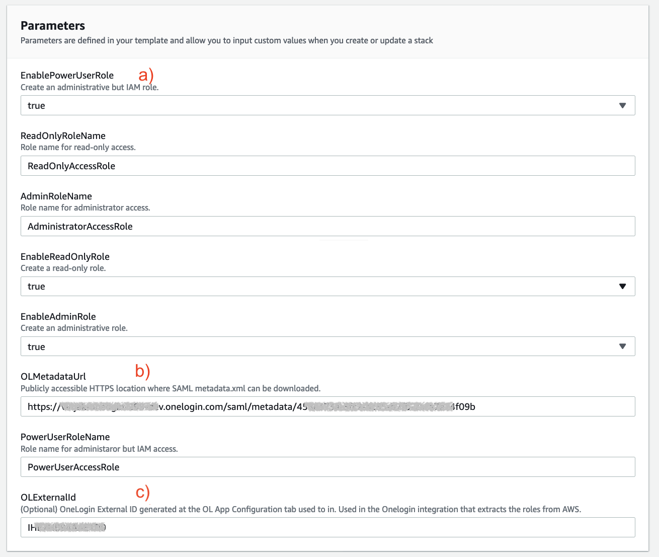 AWS Template Parameters (screenshot)