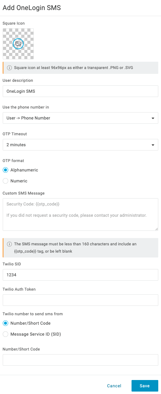 configure sms for onelogin