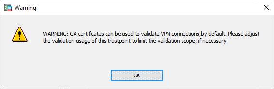 screenshot of trustpoint warning