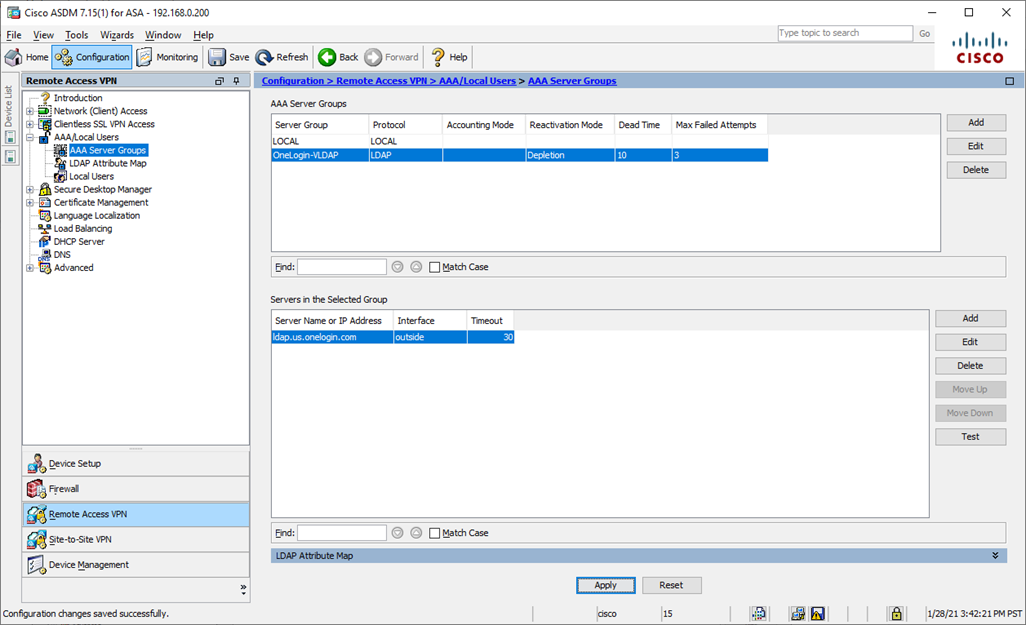 screenshot of Cisco ASDM DESCRIPTION
