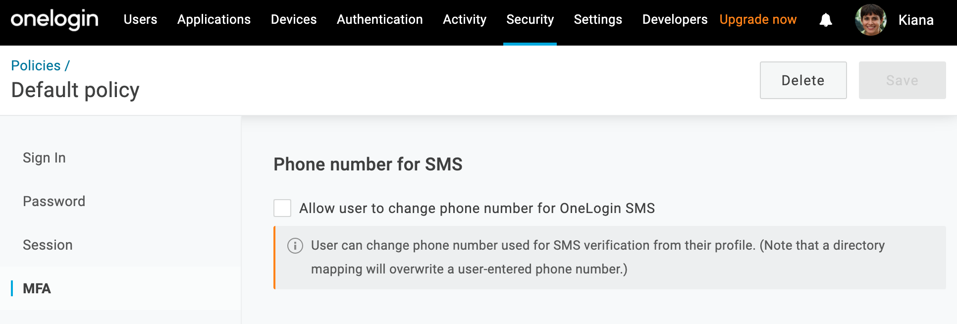 OneLogin SMS
