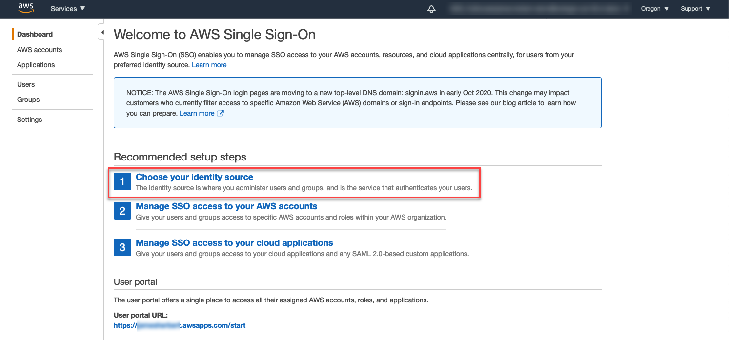 AWS Management Console - IAM Identity Center (screenshot)