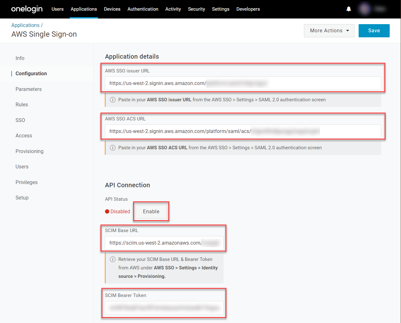 AWS Single Sign-on - Configuration (screenshot)