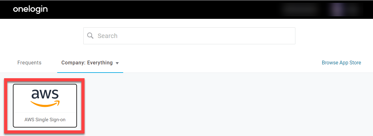 OneLogin Portal - AWS SSO (screenshot)