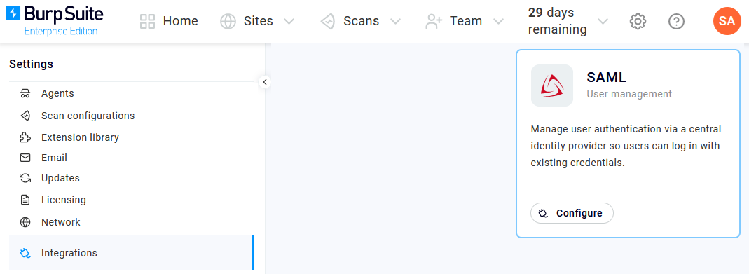 Burp Suite - SAML User management