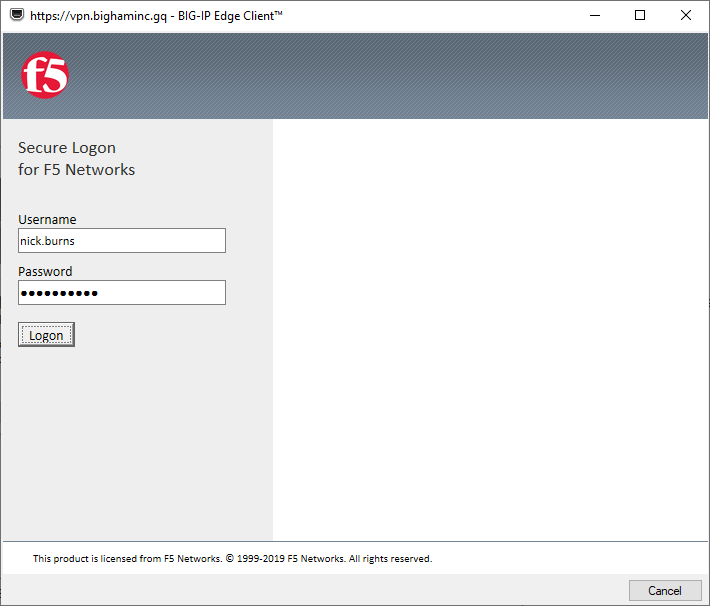BIG-IP Edge Client: Secure Logon for F5 Networks