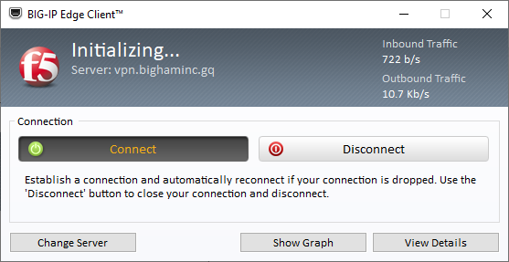 BIG-IP Edge Client: Initializing