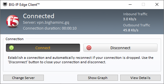 BIG-IP Edge Client: Connected