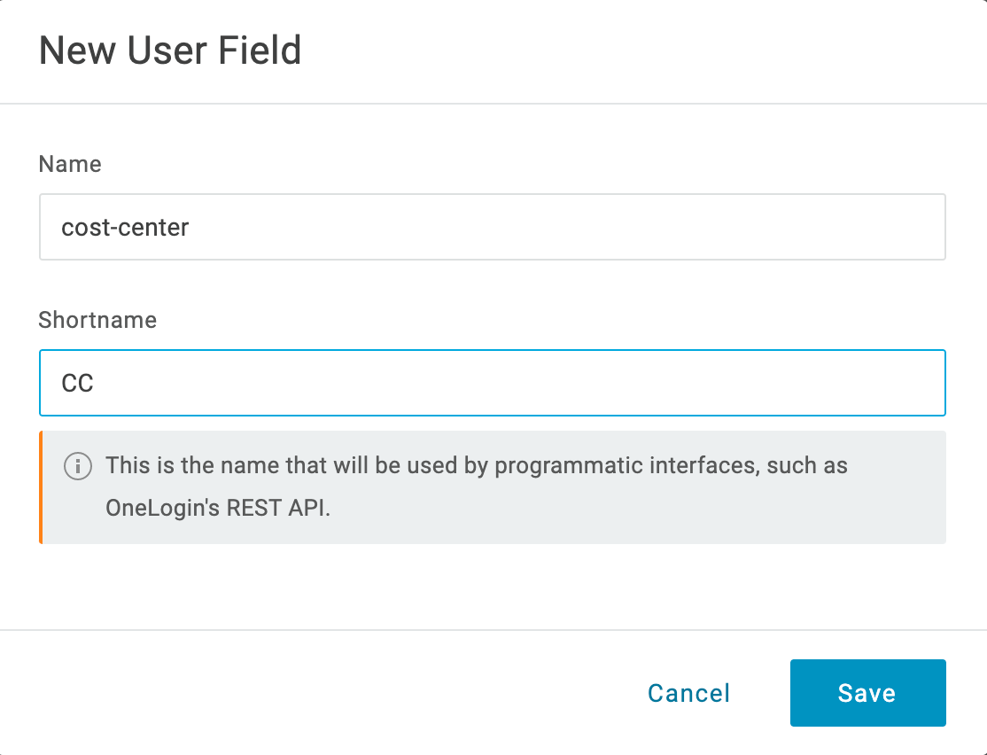 Custom User Field - cost-center (screenshot)