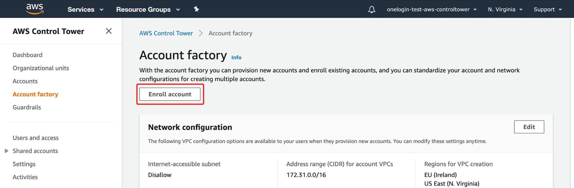 AWS Control Tower - Enroll Account