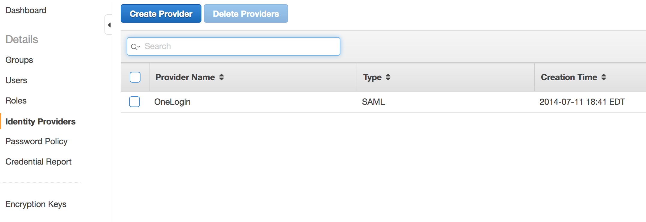 AWS - Identity Providers (screenshot)